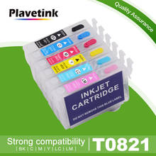 Многоразовый чернильный картридж Plavetink 6 цветов T0821 для Epson Stylus R270 R390 RX590 TX700W TX800W T50 TX720 TX700 TX800 2024 - купить недорого