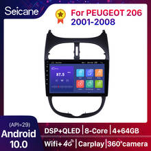 Автомобильный мультимедийный плеер Seicane, 2din, Android 9,0, 2.5D IPS экран, GPS, для Peugeot 206 2000-2014 2015 2016, поддержка DVR, OBDII DAB + 2024 - купить недорого