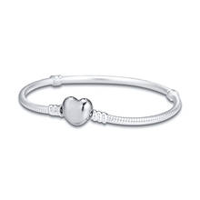 CKK-Pulseras con cierre de corazón para mujer, brazaletes de plata de ley 925 con amuletos de amor, compatibles con abalorios de cuentas, fabricación de joyería artesanal 2024 - compra barato