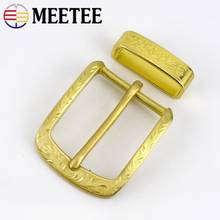 Meetee 1pc 40mm Brass Men's Belt Pin Buckles for 38-39mm Belts DIY Hand-carved D Buckle Leather Craft Material Accessories BD540 2024 - buy cheap