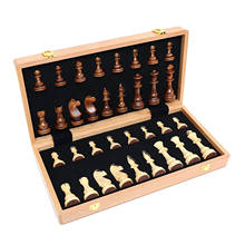 Handmade Folding Chess Set International Board Games Chess with Extra Queen and Storage for Chessmen 2024 - buy cheap