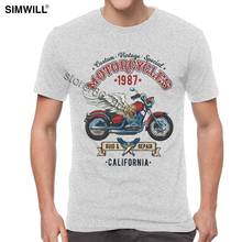 Camiseta Vintage personalizada para motocicleta con alas, camiseta urbana de algodón para hombre, camiseta de manga corta con cuello redondo, camisetas para motociclista de reparación de EE. UU. 2024 - compra barato