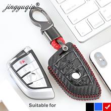 jingyuqin Leather Car Key Case For BMW X1 X3 X4 X5 X6 F15 F16 F48 G30 G38 525 540 740 1 2 5 7 Series 218i Key Cover 3 4 Buttons 2024 - buy cheap