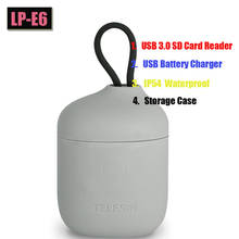 Lector de tarjetas SD 3 en 1, estuche de almacenamiento, cargador de batería Dual USB + batería de LP-E6 para cámara Canon 5D Mark II III 7D 60D EOS 6D 70D 80D 2024 - compra barato