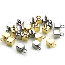 20 peças 4x7mm aço inoxidável amuletos quadrados artesanais pingente de pulseira para fazer jóias, faça você mesmo para colar brincos descobertas 2024 - compre barato