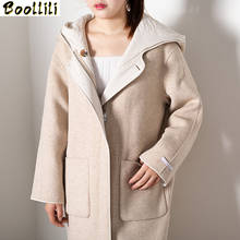 Boollili-abrigo de lana con capucha para mujer, chaqueta cálida Coreana de dos lados, abrigo de lana para invierno, 2020 2024 - compra barato