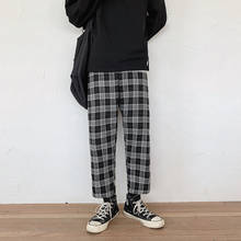 Spring Cotton Plaid Pants Men's Fashion Retro Casual Straight Pants Men Streetwear Wild Loose Hip Hop Trousers Mens S-2XL 2024 - buy cheap