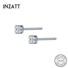 INZATT-pendientes de plata de primera ley y circón para mujer, aretes pequeños, plata esterlina 925, Circonia cúbica, zirconia, circonita, zirconita, estilo minimalista 2024 - compra barato