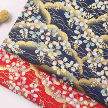 Tecido de algodão com folhas japonesas para costura, azul marinho, vermelho, japonês, para bonecas, quimono, bordados, trabalho com retalhos 2024 - compre barato