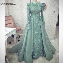 New Arrival High Neck Long sleeve evening dresses 2020 Dubai Arabic gece elbisesi evening dress Party Abiye evening gown 2024 - buy cheap