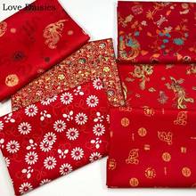 100% Cotton Chinese style Bronzed Reactive Printing/Dyeing Festive red Dragon Phoenix Flower Fabrics for Handwork Craft Apparel 2024 - buy cheap