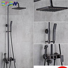 Black Shower Set SDSN Quality Brass Bathroom Shower Faucet Rainfall Hand Shower Head Brass Bath Bidet Black Bronze Shower Set 2024 - compre barato