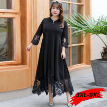 plus size lace dress sexy party dress long sleeve 3XL 6XL 9XL black maxi large fall dresses for women vestidos long sleeve 2019 2024 - buy cheap