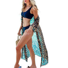 Womens Cover-Ups 2020 Fashion Leopard Print Dresses See Through Bikini Beachwear Cover Up Beach Dress Summer Lady Bathing Suit 2024 - buy cheap