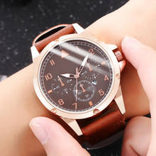 2021 Hot Sale Male Watch PU Leather Alloy Man Watch Fashion Stainless Steel Casual Band Analog Quartz Business Wrist Watch 2024 - buy cheap