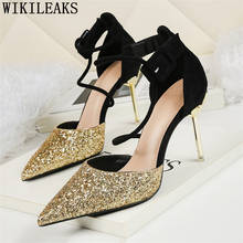Mary Jane Shoes Glitter Heels Evening Shoes Stiletto Extreme High Heels Stiletto Party Shoes For Women Gold High Heels Scarpin 2024 - buy cheap