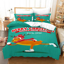 Happy Christmas Cartoon Print Bedding Set Happy New Year Duvet Quilt Cover Single Double Full Queen King Bedding Children Adult 2024 - buy cheap