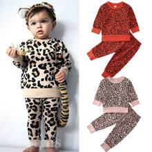 Emmaaby/комплект из 2 предметов; топы для маленьких девочек; рубашка и штаны; одежда леопардовой расцветки; спортивный костюм 2024 - купить недорого