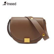 ALNEED 2020 Genuine Leather Luxury Saddle Bags for Women Designer Ladies Purse Clutch Bag Female Shoulder Crossbody Bag Bolsa 2024 - compre barato