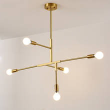 Lámpara de araña minimalista de estilo nórdico para sala de estar, luces LED con líneas geométricas de latón, con personalidad creativa, para comedor y dormitorio 2024 - compra barato