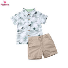 2PCS Children Kid Baby Boy Summer Clothing Set Print Coconut Tree Tops T Shirt+Shorts Pants Outfits Clothes 1-6T 2024 - buy cheap