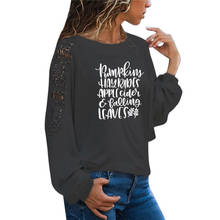 Pumpkins Hayrides Apple Cider Falling Leaves Hipster Women T-Shirt Funny Letter Shirt Tee Casual Slogan Graphic Loose Lace Tops 2024 - buy cheap