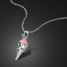 Fashion Cute Girl 100% 925 Sterling Silver Jewelry Pink Ice Cream Pendant Necklaces 16-18 inch Women Charm Fine Choker Gift 2024 - buy cheap