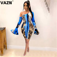 VAZN 2020 New Novelty Retro Parity Sexy Club Little Chap One Off Shoulder Full Sleeve Women High Waist Thin Mini Dress 2024 - buy cheap