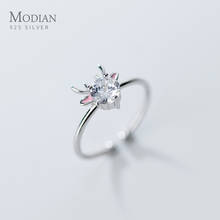 Anel de dedo ajustável para mulheres, anel de prata esterlina 925 brilhante aaa de zircônio alço padrão joias finas 2024 - compre barato