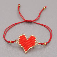 Go2Boho-pulsera Miyuki de hilo rojo para mujer, joyería de la amistad, Pulseras de corazón, regalo hecho a mano, 2021 2024 - compra barato