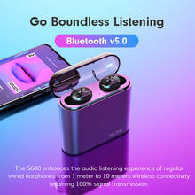 2019 TWS беспроводной Bluetooth 5,0 светодиодный прозрачный HiFi музыка MP4 планшет с зарядным устройством микрофон динамик телефон беспроводные наушники 2024 - купить недорого