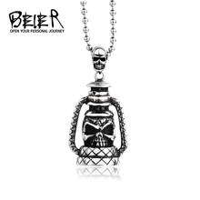 Beier Stainless Steel Fashion Vintage Women Men Skull Wicca Gothic Pendant Chain Necklace Jewelry LLLHP156P 2024 - buy cheap