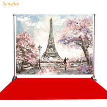 LEVOO photographic background Eiffel tower painting wedding mural backdrop photo shoot photocall photobooth prop custom 2024 - buy cheap