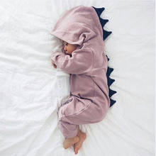 Fantasia de dinossauro 3d para bebês, macacão de algodão sólido rosa cinza quente primavera outono 2024 - compre barato