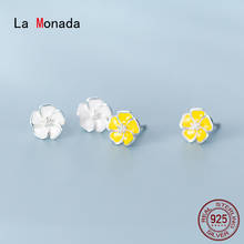 La Monada-pendientes de plata de ley 925 con forma de flor amarilla, joyería fina, con cierre de tuerca, para mujeres 2024 - compra barato