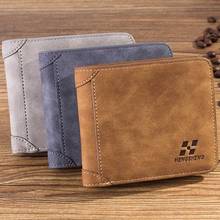 New Vintage Short Soft Nubuck Leather Men's Wallet Solid Trifold Purse For Man ID Credit Card Holders Male Money Bag 2024 - buy cheap