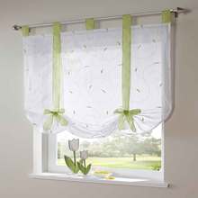 1 pçs fita de luxo pastoral roman cortina bordado floral janela cortinas curto puro tule voile para sala estar cozinha 2024 - compre barato