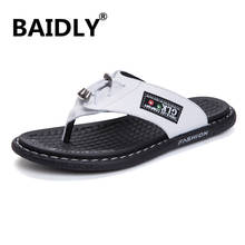 Summer Men Slippers Comfortable Lightweight Genuine Leather Flip Flops for Man Casual Beach Shoes Zapatillas Hombre 2024 - buy cheap
