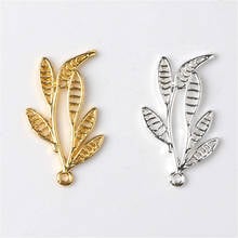 10 Pcs 17*32mm Alloy Leaf Charms Pendant Wedding Hair Accessories Bridal DIY Handmade Jewelry Making 2024 - buy cheap