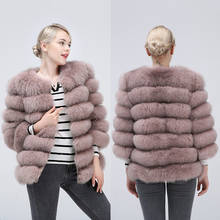 Casaco de pele verdadeira feminino, jaqueta estilosa e quente de pele de raposa natural, casaco de couro, frete grátis, 100% 2024 - compre barato