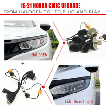 Arnés de cables de transferencia de modificación de faro de coche, faro modificado para Honda 16-21 CIVIC, de halógeno a LED, juego y enchufe 2024 - compra barato