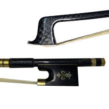 1pc black plaid Carbon fiber violin bow 4/4 size new white horse hair professional Goldk ebony frog 2024 - buy cheap