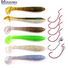 Mizugiwa 12pcs/set Worm Hooks Kit Fishing Soft Lure Baits Bass Jighead Hook Swing Impact Shiner Shad Tail 2024 - buy cheap