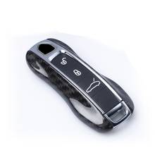 For Porsche Cayenne Panamera 2017 2018 Auto Remote Smart Key Fob Cover Real Carbon Fiber Car Keychain Black/Red Case Shell Trim 2024 - buy cheap