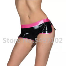 Hot Sexy Women Black with Pink Trim Latex Lingerie Shorts Exotic Rubber Underwear Panties Briefs 2024 - buy cheap