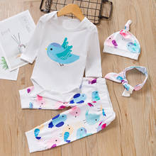 Keelorn Baby Girls Clothes Sets Spring Toddler Baby Cartoon Print Romper+Pants+Hat+Handband 4pcs Outfits Fall Infant Clothing 2024 - buy cheap
