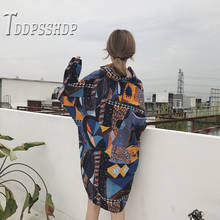 2019 Graffiti Long Sleeve Autumn Women Blouse Lapel Irregular Female Blouses 2024 - buy cheap