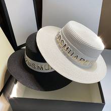 Summer Sun Alphabet Hats Women Girl Straw Hat Ribbon Bow Beach Hat Casual Straw Flat Top Letters Panama Hat 2024 - buy cheap