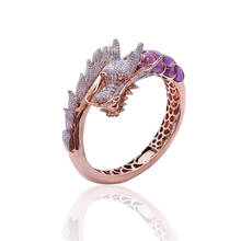 Fashion Unique Style Female Dragon Animal Ring 18KT Rose Gold Engagement Ring Vintage Wedding Band Rings For Women 2024 - buy cheap