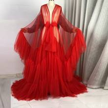 Red Tulle See Through Maternity Photoshoot Dresses  2021 Spring Summer Bridal Fluffy Tulle Maternity Robe Pregnancy Clothes 2024 - buy cheap